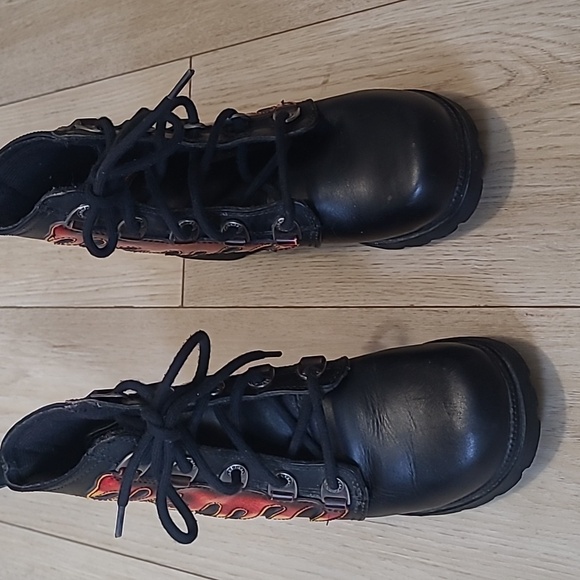 Harley-Davidson Kids Black and Yellow Flame Boots Size 5.5 - Picture 5 of 14